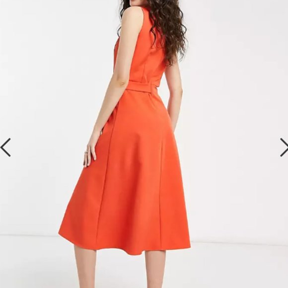 Orange belted wrap midi work dress US size 6 NWT - Picture 2 of 5
